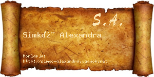 Simkó Alexandra névjegykártya